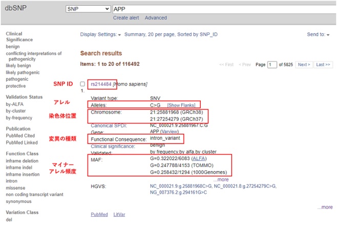 APPのSNPの検索結果