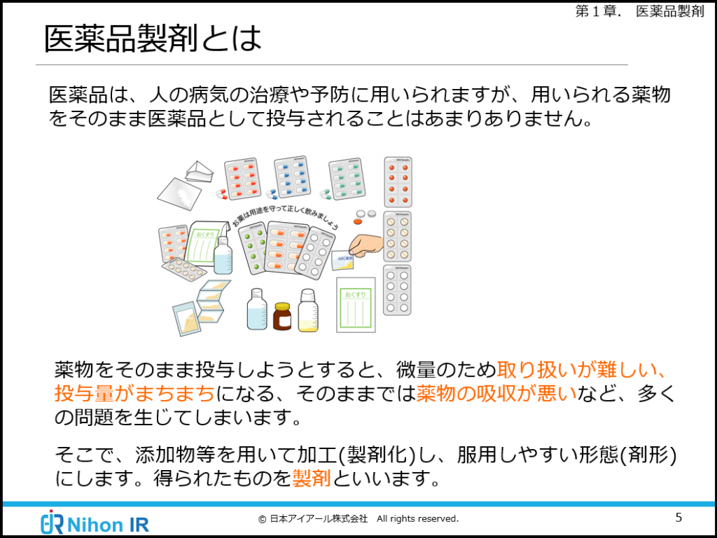 医薬品製剤入門[製剤の前提知識編]（eラーニング） | アイアール技術者教育研究所