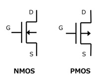 MOSFET（NMOS、PMOS）の回路記号