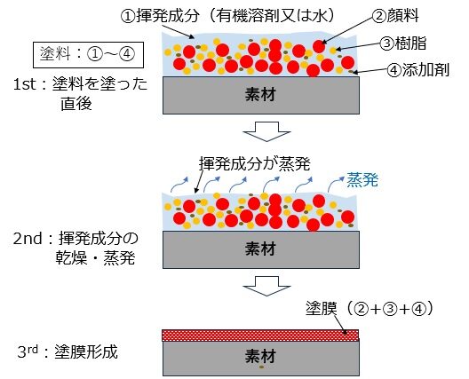 塗膜形成までのステップ（液体塗料の場合）