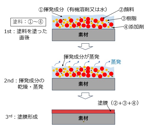 塗膜形成までのステップ（液体塗料の場合）