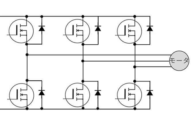 三相ブラシレスモータの駆動回路例