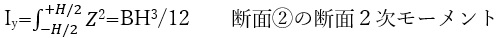 断面②の断面２次モーメント