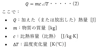 比熱と物質の温度変化の関係