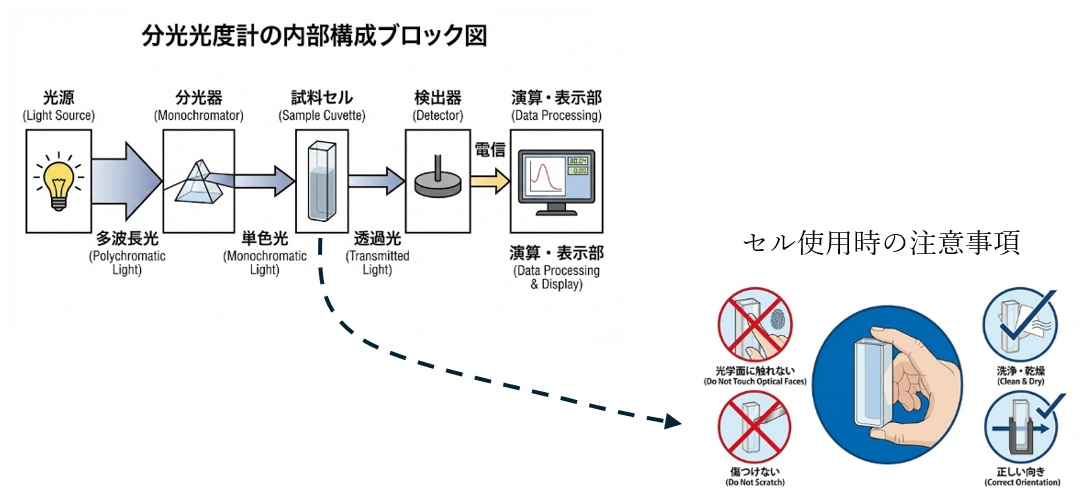 分光光度計の内部構成ブロック図