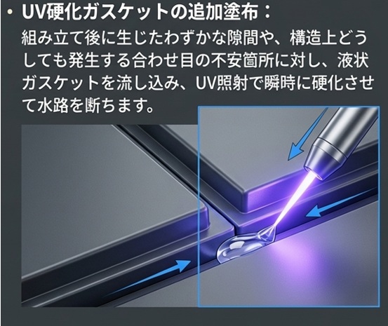 UV硬化ガスケットの追加塗布