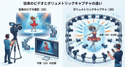 従来のビデオとぼりゅメトリックキャプチャの違い