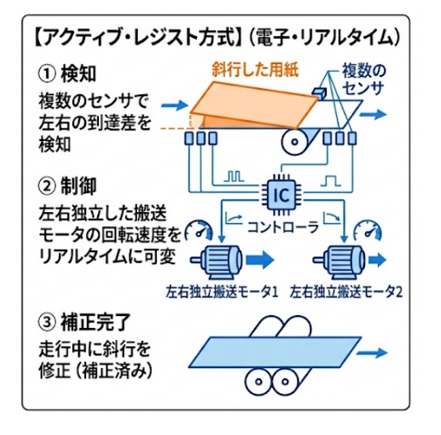 印刷用紙の斜行補正機能