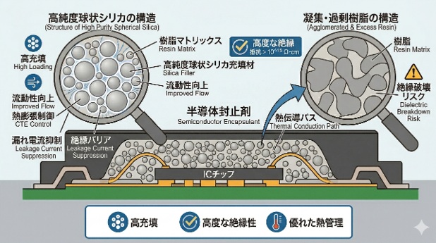 高純度球状シリカを用いた半導体封止剤