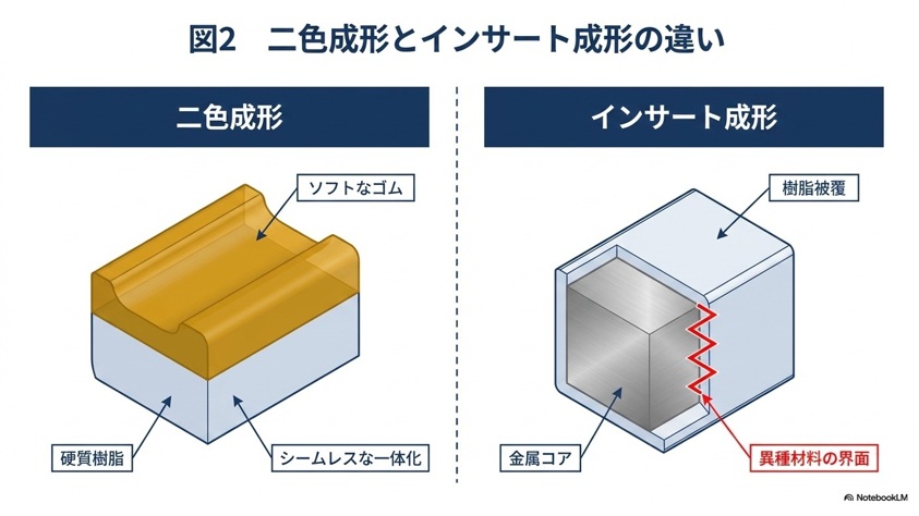 二色成形とインサート成形の違い