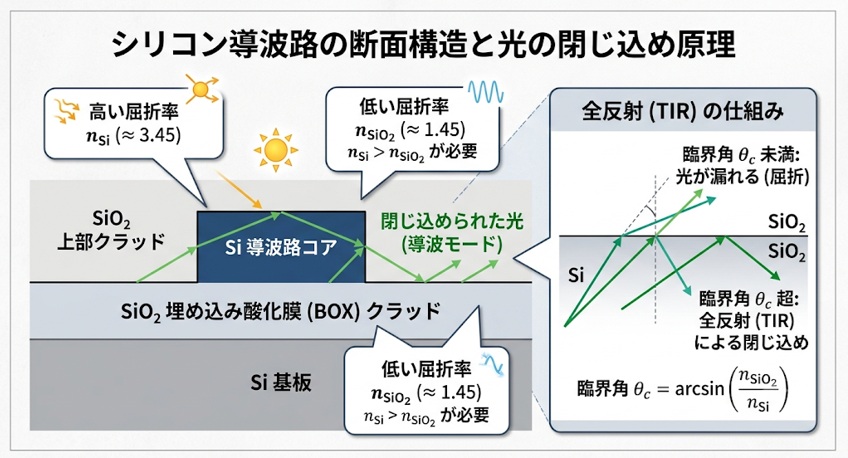 シリコン導波路の断面構造図
