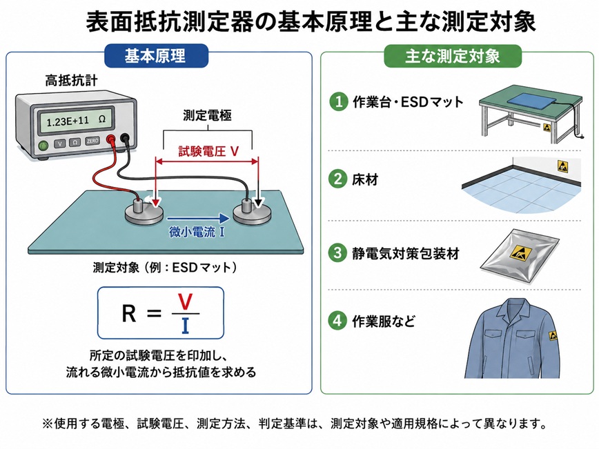 表面抵抗測定器の基本原理と主な測定対象